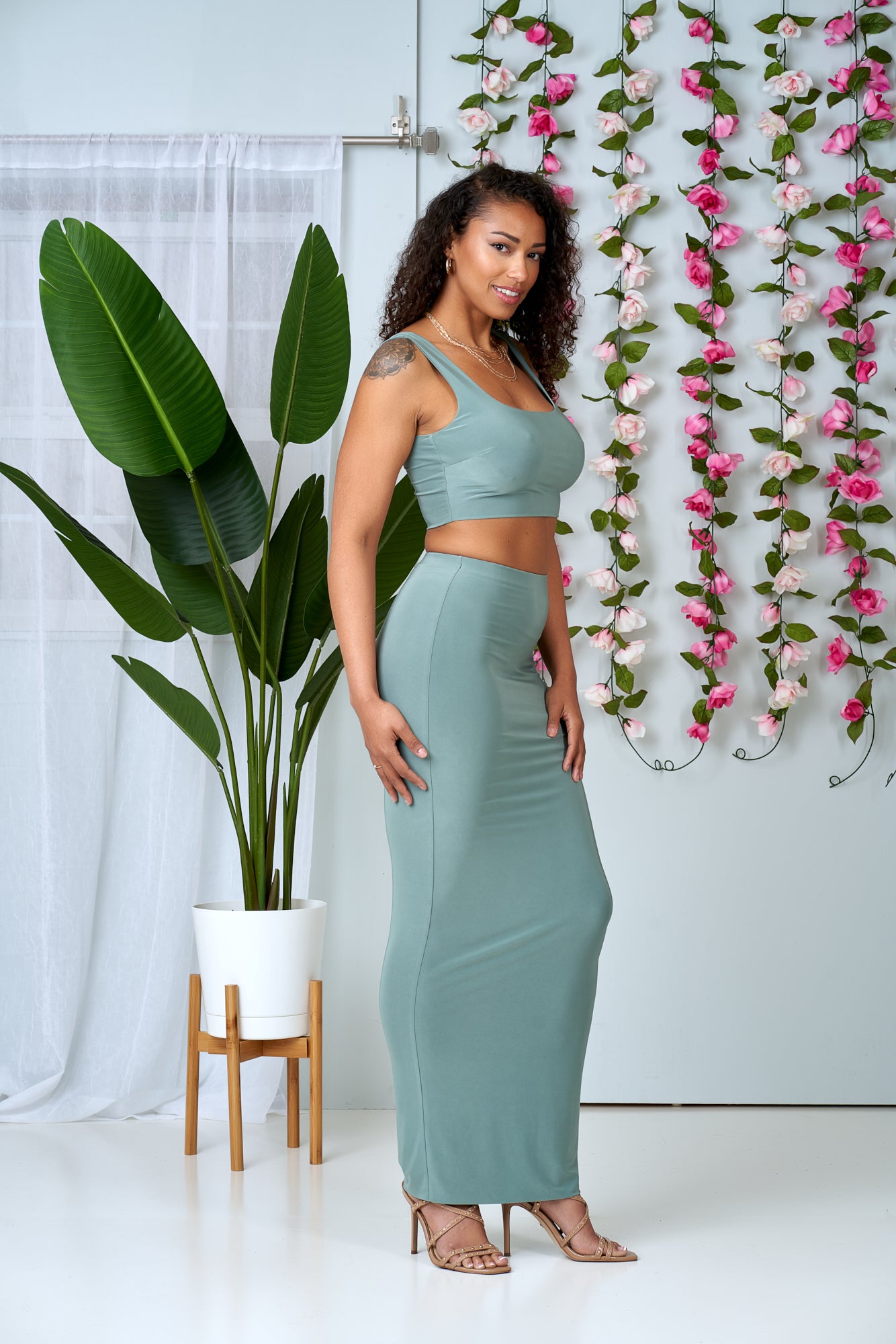 Glam and Sexy Long Skirt and Crop Top Set - NYCOWLL