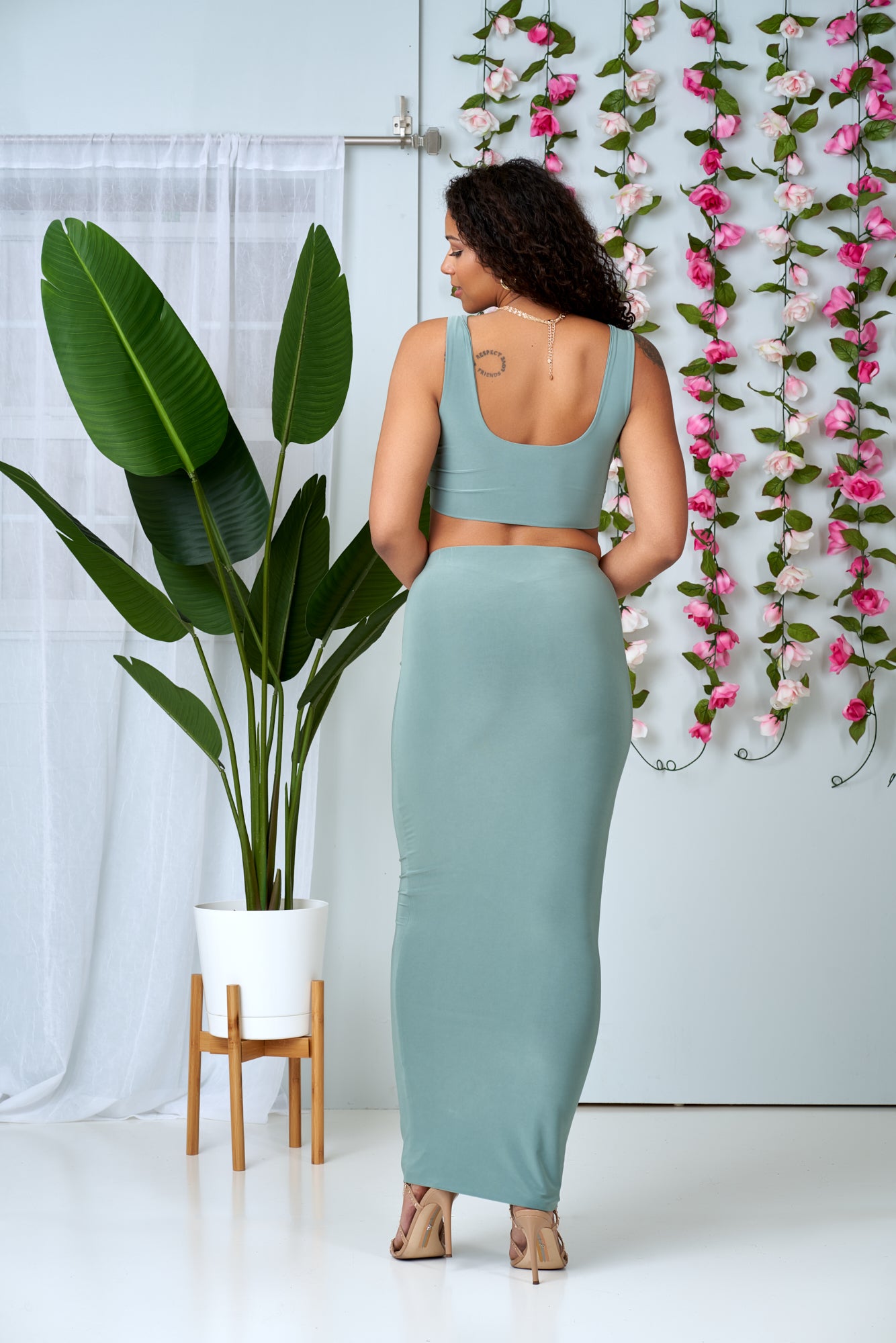 Glam and Sexy Long Skirt and Crop Top Set - NYCOWLL