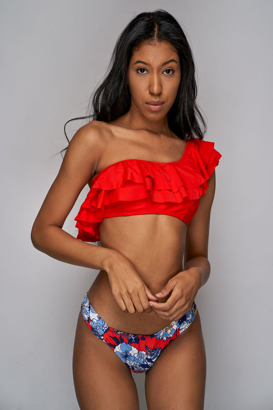 Antigua Ruffle Swim Set (Red)-NYCOWLL