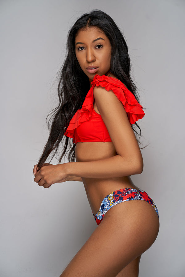 Antigua Ruffle Swim Set (Red)-NYCOWLL