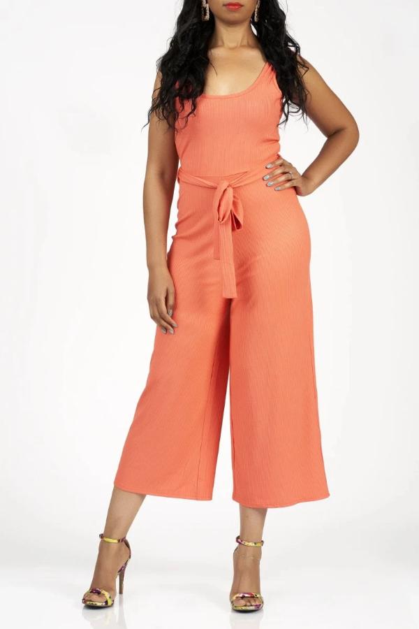 Essential Ribbed Jumpsuit (Peach)-NYCOWLL