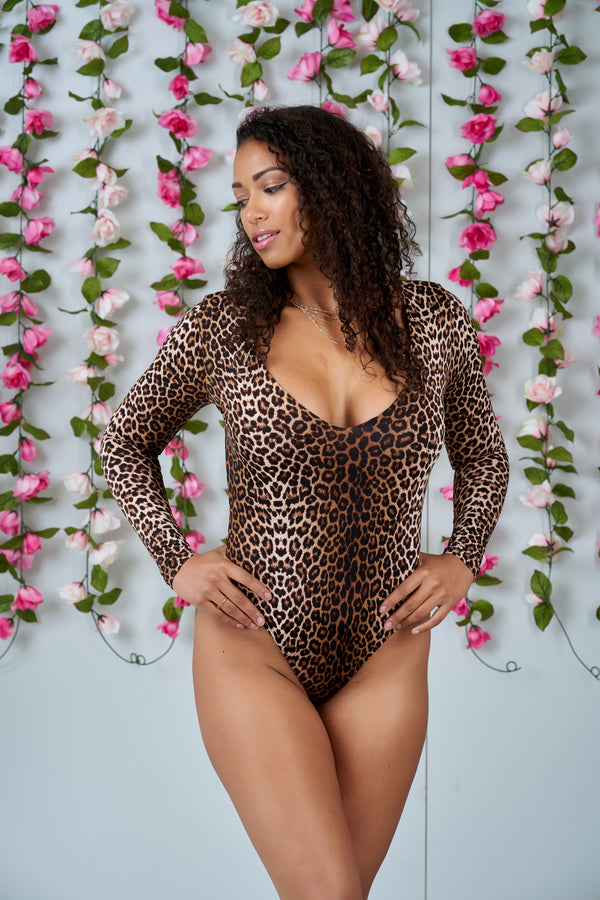 She's Fire Leopard Print Bodysuit 
