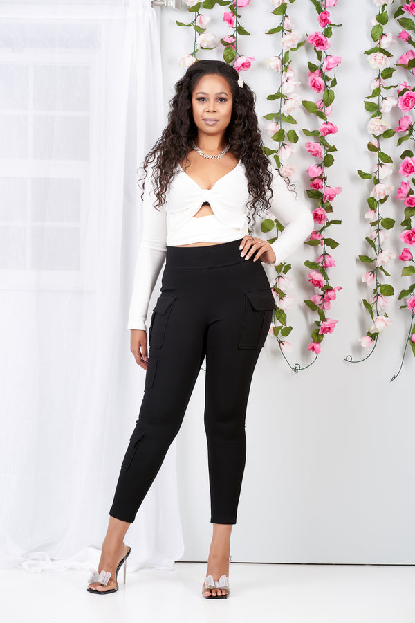 So Comfy Cargo Stretch Pants (Black)-NYCOWLL