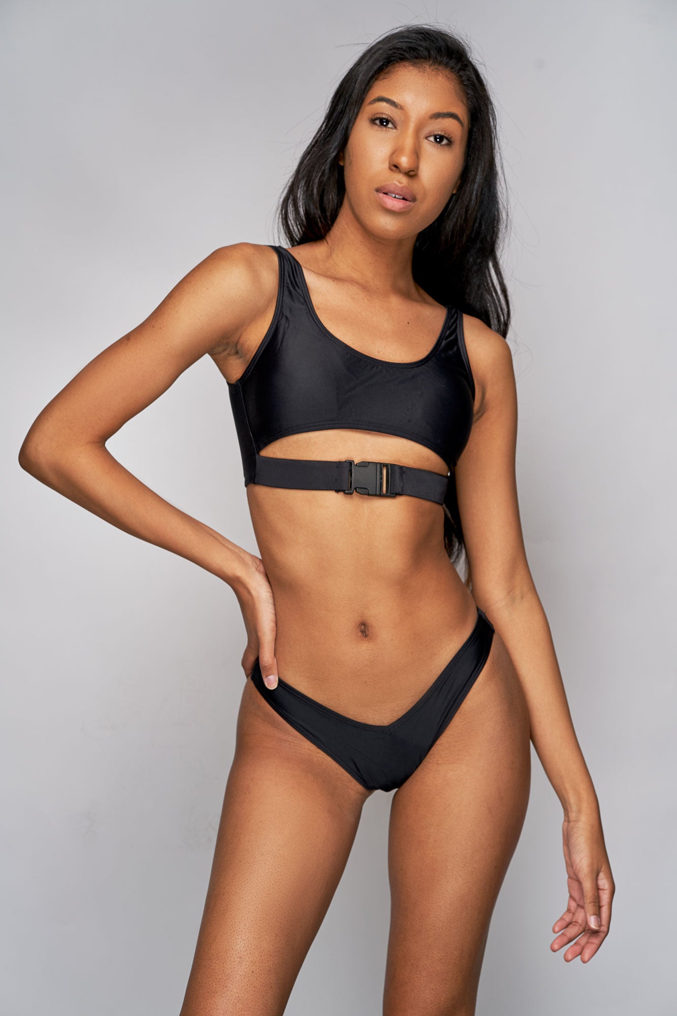 Tabitha 2 Piece Buckle Swim Set (Black)-NYCOWLL