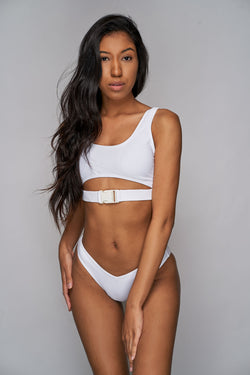Tabitha 2 Piece Buckle Swim Set (White)-NYCOWLL